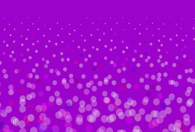 Lekeli açık pembe vektör arkaplanı. Parlak renkli soyut çemberlerin olduğu bir resim. Güzel web siteleri için desen.