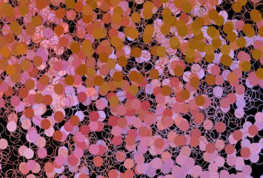 Koyu pembe, diskli sarı vektör dokusu. Soyut arka planda bulanık kabarcıklar ve renkli gradyan. Fütürist reklamlar ve kitapçıklar için şablon.