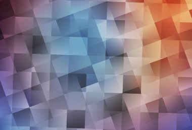 Açık mavi, kare şeklinde kırmızı vektör deseni. Soyut arkaplanda dikdörtgenler ve renkli gradyanlar. Şablon bir arkaplan olarak kullanılabilir.