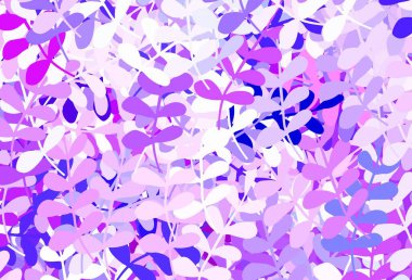 Hafif Mor vektör yapraklı zarif şablon. Yapraklar ve karalamalar ile soyut çizimler. Web sitesi yöneticileri ve tasarımları için desen.