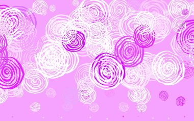Açık Mor, pembe vektör çizim şablonu ve güller. Parlak renkli resimli çiçekler. Web siteniz için Doodle tasarımı.