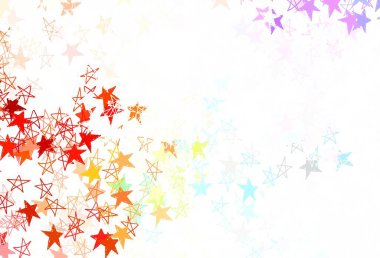 Küçük ve büyük yıldızlı hafif çokrenkli vektör arkaplanı. Yıldızlı parlak renkli illüstrasyon. Kozmik arkaplanlar için şablon.