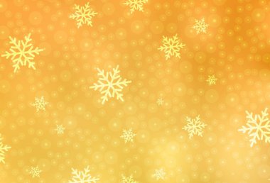 Açık sarı vektör arkaplanı Xmas tarzında. Noel topları ve yıldızlarla parlayan illüstrasyon. Okul ve dil bilgisi siteleri için desen.