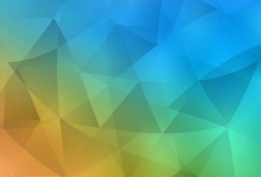 Açık mavi, sarı vektör çokgen arka plan. Üçgenli modern soyut çizim. Cep telefonunun arka planının şablonu.