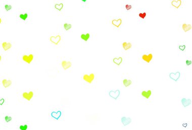 Çok renkli hafif vektör dokusu ve güzel kalpleri var. Sevgililer günü için aşk konseptinde kalplerin olduğu bir ilüzyon. Karnaval için şablon, festival için romantik broşürler.