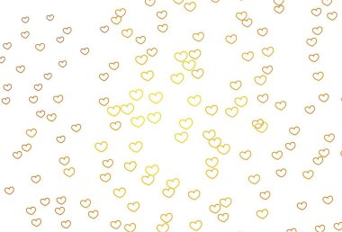 Karalama kalpli hafif turuncu vektör şablonu. Kalpler soyut arkaplanda bulanık ve rengarenk. Evlilik hediyeleri için örnek, tebrikler..