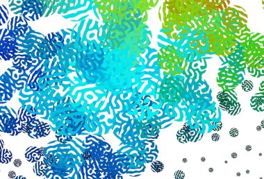 Açık mavi, Memphis şekilli yeşil vektör arkaplan. Renkli rastgele şekillerle modern soyut illüstrasyon. İşiniz için en iyi akıllı tasarım.