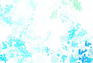 Açık mavi, soyut şekilli yeşil vektör arkaplan. Rastgele şekillerle soyut tarzda dekoratif tasarım. Duvar kağıtları için zarif tasarım.