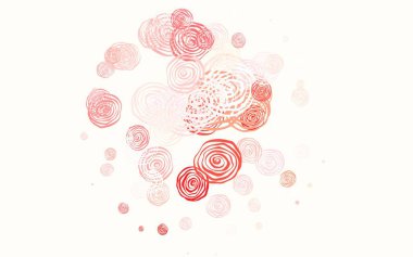 Açık kırmızı vektör çizimi ve güller. Çiçeklerle karalama tarzında renkli çizimler. Ağ ve ambalaj için elle boyanmış tasarım.