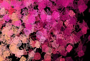 Koyu pembe, sarı vektör karalama desenli ağaçlar, dallar. Soyut ağaçlarla dekoratif illüstrasyon. Markan için şık bir model..