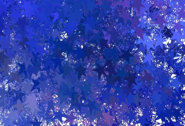 Küçük ve büyük yıldızlı hafif Mavili vektör arkaplanı. Soyut şablondaki yıldızlarla dekoratif parlak illüstrasyon. Astroloji web siteleri için desen.