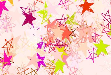 Yılbaşı yıldızlı hafif çokrenkli vektör deseni. Renkli yıldızlı soyut çizimler. Kozmik arkaplanlar için şablon.
