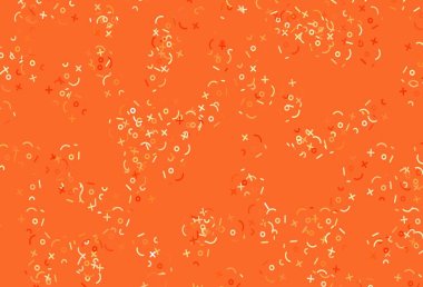 Matematik sembollü hafif turuncu vektör şablonu. Bulanık tasarım, basit bir şekilde, rakamların toplanmasıyla. Tipografinin iniş sayfası için şablon.