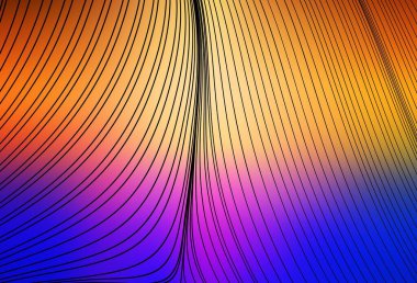 Açık mavi, sarı çizgili vektör arkaplan. Kavisli çizgilerden oluşan parlak bir illüstrasyon. Broşürler, broşürler için doku.