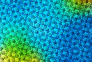 Açık mavi, köpüklü yeşil vektör arkaplan. Soyut arka planda bulanık kabarcıklar ve renkli gradyan. Fütürist reklamlar ve kitapçıklar için şablon.