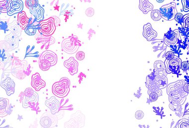 Açık mavi, soyut şekilli kırmızı vektör dokusu. Rastgele şekillerle soyut tarzda dekoratif tasarım. Web siteniz için basit tasarım.