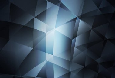 Koyu mavi üçgen mozaik arka plan. Gradyanı olan üçgen geometrik örnek. Broşürünüz için yepyeni bir tasarım..