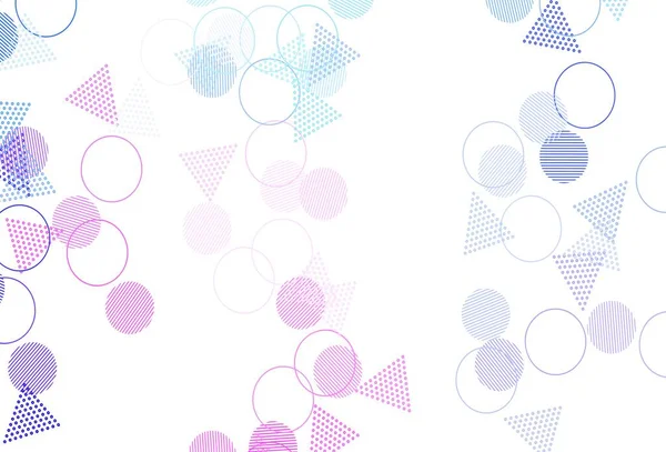 Açık pembe, kristalli mavi vektör şablonu, daireler. Çemberler ve üçgenlerle soyut gradyan çizimi. Poster ve afiş için en iyi tasarım.