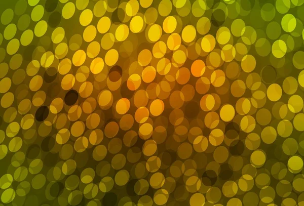 Dark Green Yellow Vector Backdrop Dots Abstract Illustration Colored Bubbles — Vetor de Stock