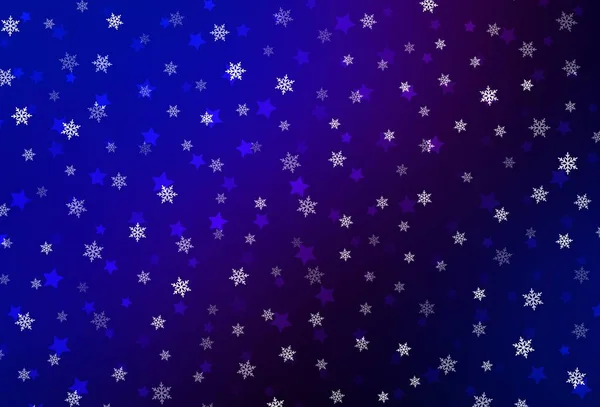 Dark Pink Blue Vector Background Xmas Snowflakes Stars Colorful Snowflakes — Vetor de Stock