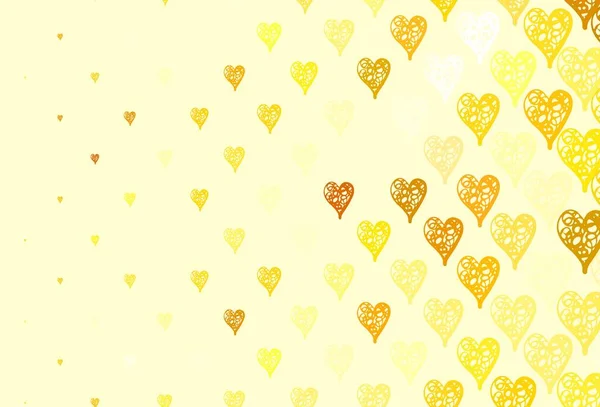 Luz Amarillo Vector Telón Fondo Con Corazones Dulces Ilustración Brillante — Archivo Imágenes Vectoriales