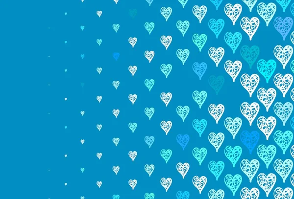 Light Blue Green Vector Pattern Colorful Hearts Beautiful Celebration Style — Stock Vector