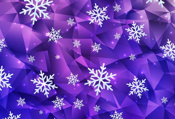 Light Purple Pink Vector Template Ice Snowflakes Stars Modern Geometrical — Stock Vector