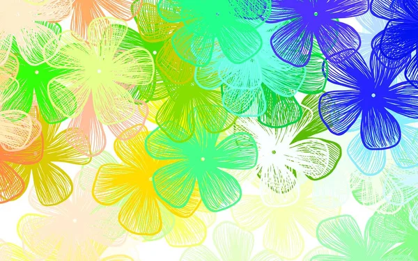 Lekki Wektor Wielobarwny Wzór Doodle Kwiatami Świecące Kolorowe Ilustracje Kwiatami — Wektor stockowy