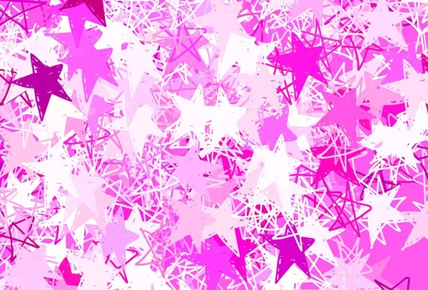 Layout Vetorial Rosa Claro Com Estrelas Brilhantes Projeto Decorativo Borrado — Vetor de Stock