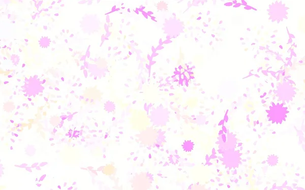 Light Pink Yellow Vector Doodle Textura Com Flores Ilustração Abstrata — Vetor de Stock
