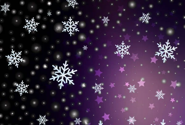 Dark Purple Vector Texture Colored Snowflakes Stars Colorful Decorative Design — Διανυσματικό Αρχείο