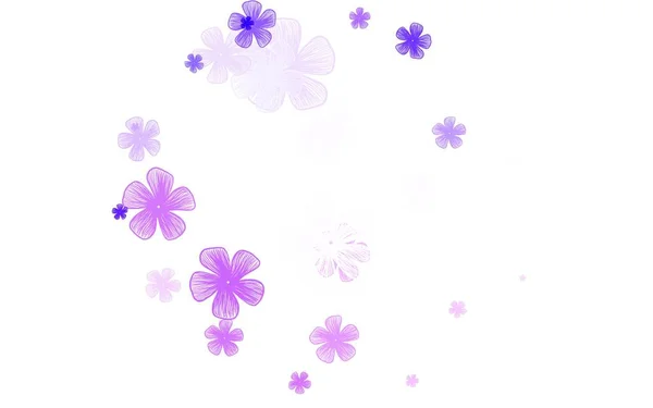 Light Purple Pink Vector Abstract Background Flowers Sketchy Doodle Flowers — Διανυσματικό Αρχείο