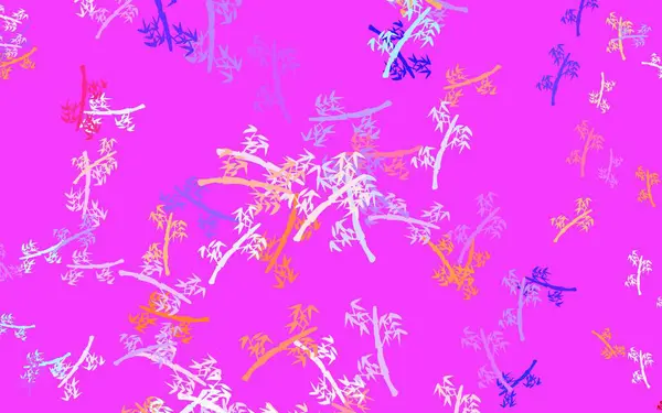 Bleu Clair Fond Vectoriel Jaune Doodle Avec Des Branches Illustration — Image vectorielle