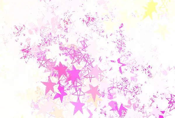 Rosa Claro Textura Vectorial Amarilla Con Hermosas Estrellas Ilustración Abstracta — Vector de stock