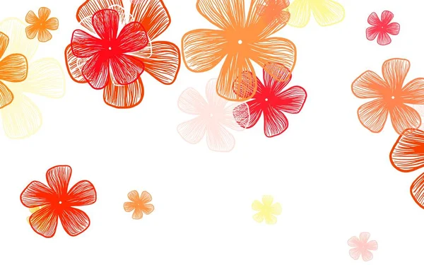 Rouge Clair Vecteur Jaune Fond Naturel Avec Des Fleurs Illustration — Image vectorielle