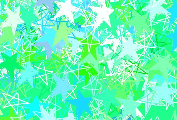 Azul Claro Plantilla Vector Verde Con Estrellas Del Cielo Ilustración — Archivo Imágenes Vectoriales