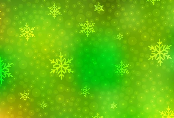 Verde Claro Fundo Vetor Amarelo Estilo Xmas Ilustração Brilhante Com —  Vetores de Stock