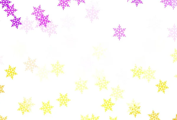 Hellrosa Gelbes Vektormuster Mit Weihnachtlichen Schneeflocken Sternen Moderne Geometrisch Abstrakte — Stockvektor