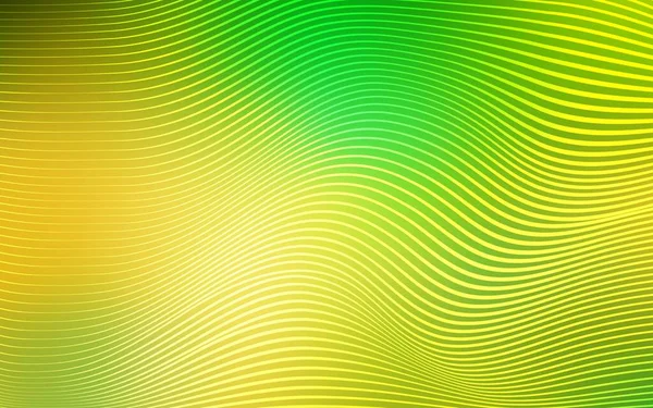 Светло Зеленый Желтый Векторный Фон Изогнутыми Лентами Сияющая Иллюстрация Состоящая — стоковый вектор