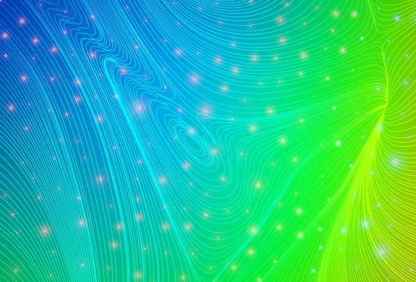 Синий Зеленый Векторный Фон Кругами Кривыми Линиями Красочная Иллюстрация Геометрическим — стоковый вектор