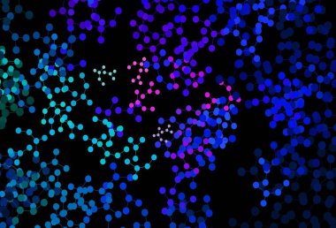 Koyu mavi, kırmızı vektör arkaplan ve yapay zeka verileri. Soyut şablondaki yapay zeka şekilleriyle parlayan illüstrasyon. Poster ve teknoloji sembolü.