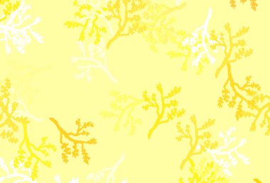 Açık sarı vektör zarif şablon ve sakura. Beyaz arka planda Hint tarzı dekoratif tasarım. İş tasarımınız için yepyeni bir tarz.