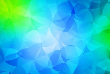 Açık mavi, soyut şekilli yeşil vektör arkaplan. Modern tarzda değişen renkli kaotik formlar. Bir cep telefonu için arka plan.