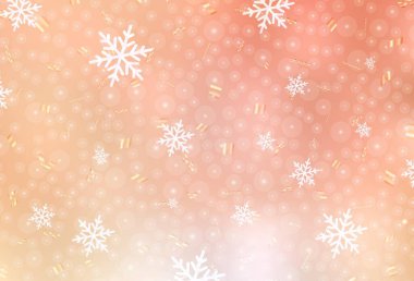 Açık Turuncu vektör arkaplanı tatil tarzında. Yeni yıl baloları ve karlı renkli çizimler. Üniversitenin tanıtımı için akıllı tasarım.