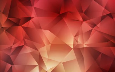 Açık kırmızı, sarı vektör üçgen mozaik şablon. Soyut ve üçgenli renkli çizimler. Broşürünüz için yepyeni bir tasarım..