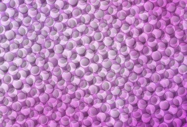 Noktalı açık pembe vektör arkaplanı. Doğa tarzında bulanık halkaları olan güzel renkli çizimler. Fütürist reklamlar ve kitapçıklar için şablon.