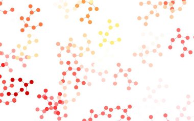 Açık Kırmızı, yapay zeka yapısına sahip sarı vektör şablonu. Yapay zekanın bağlantı ve noktalarıyla soyut illüstrasyon. Poster ve teknoloji sembolü.