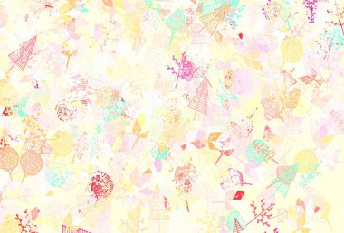 Açık yeşil, kırmızı vektör doğal arka plan, ağaçlar, dallar. Ağaçların karalama tarzında olduğu belirsiz soyut bir çizim. İşiniz için yepyeni bir tasarım..