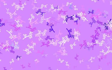 Açık Mor renkli, dalları olan zarif bir model. Yapraklar ve dallarla bulanık şekilli yaratıcı illüstrasyon. Duvar kağıdı tasarımınız için yeni bir doku.