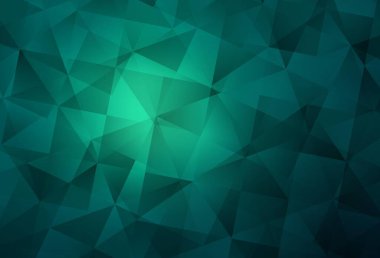 Açık yeşil vektör üçgen düzeni. Gradyanı olan zarif parlak çokgen çizimi. Cep telefonunun arka planının şablonu.